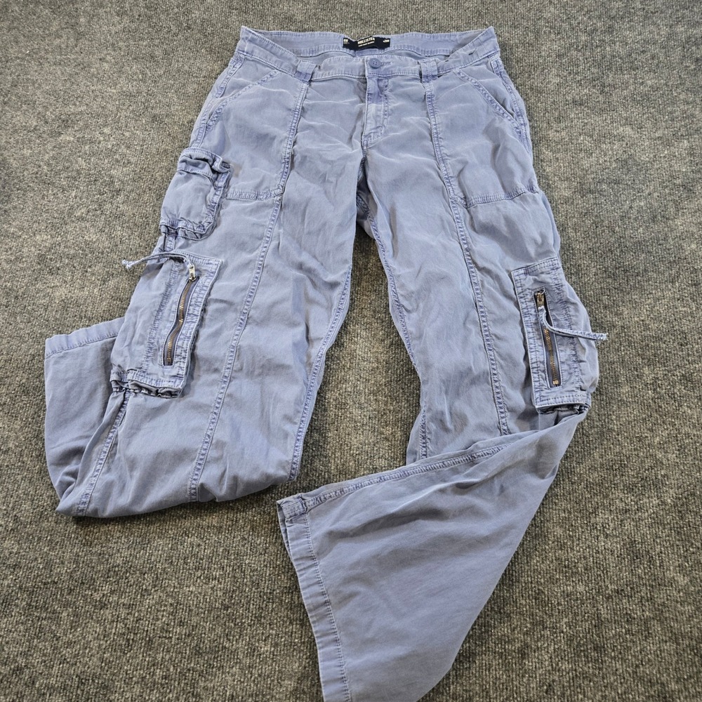 Hollister Low Rise Baggy Cargo Pants Washed Slate Blue Utility Skater Y2K 6R 28